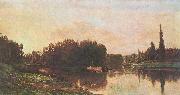 Charles-Francois Daubigny Der Zusammenflub der Seine und Oise oil